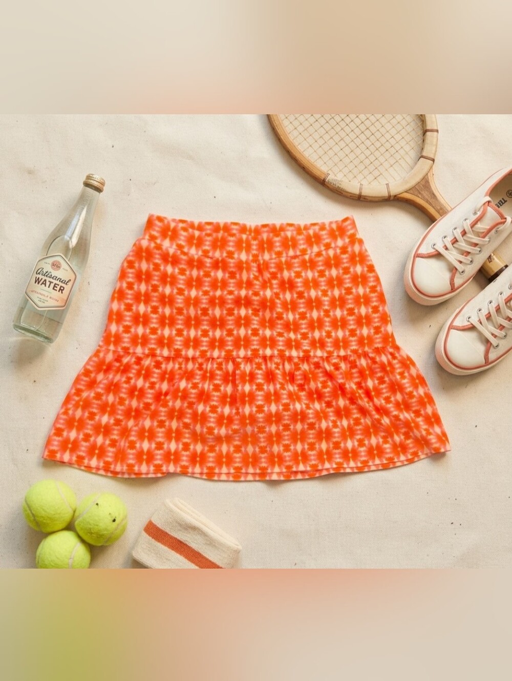 Spartina 449 Jersey Flounce Skort Marsh Hens Geo Pink Orange Size XS